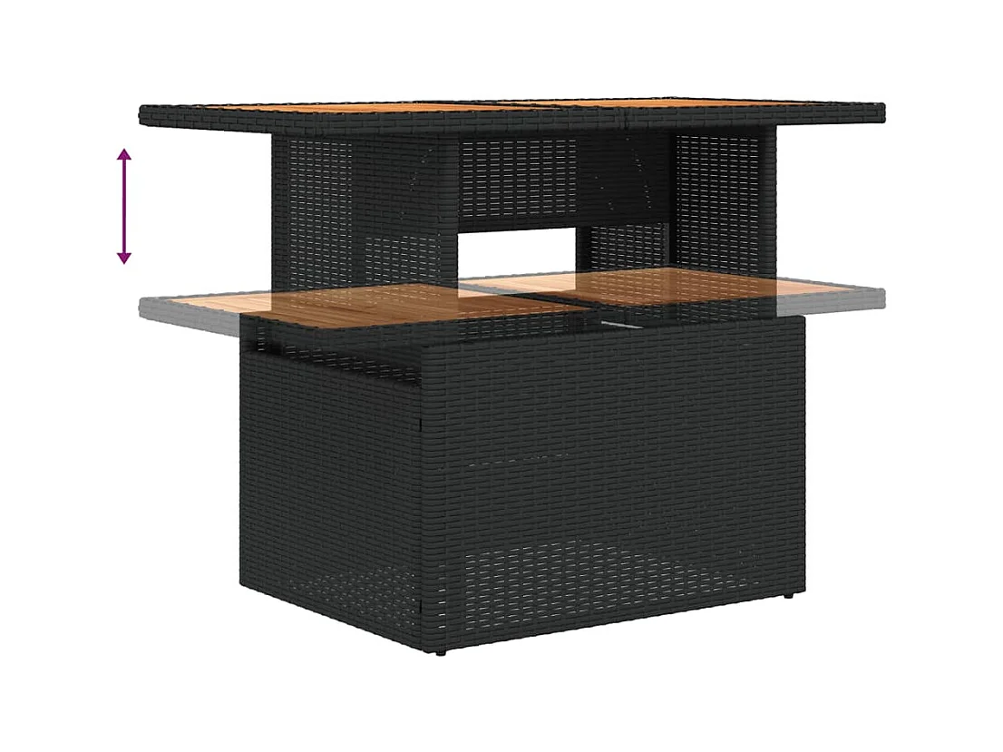 Salon de jardin 10 pcs avec coussins noir résine tressée