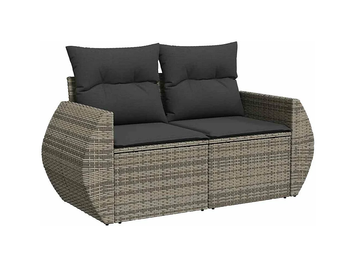 Salon de jardin 11 pcs avec coussins gris résine tressée