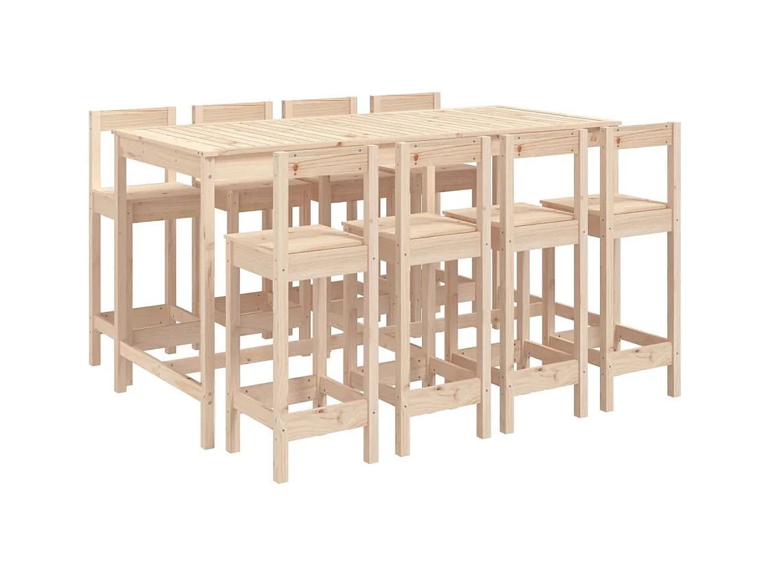 Ensemble de bar de jardin 9 pcs Bois de pin massif