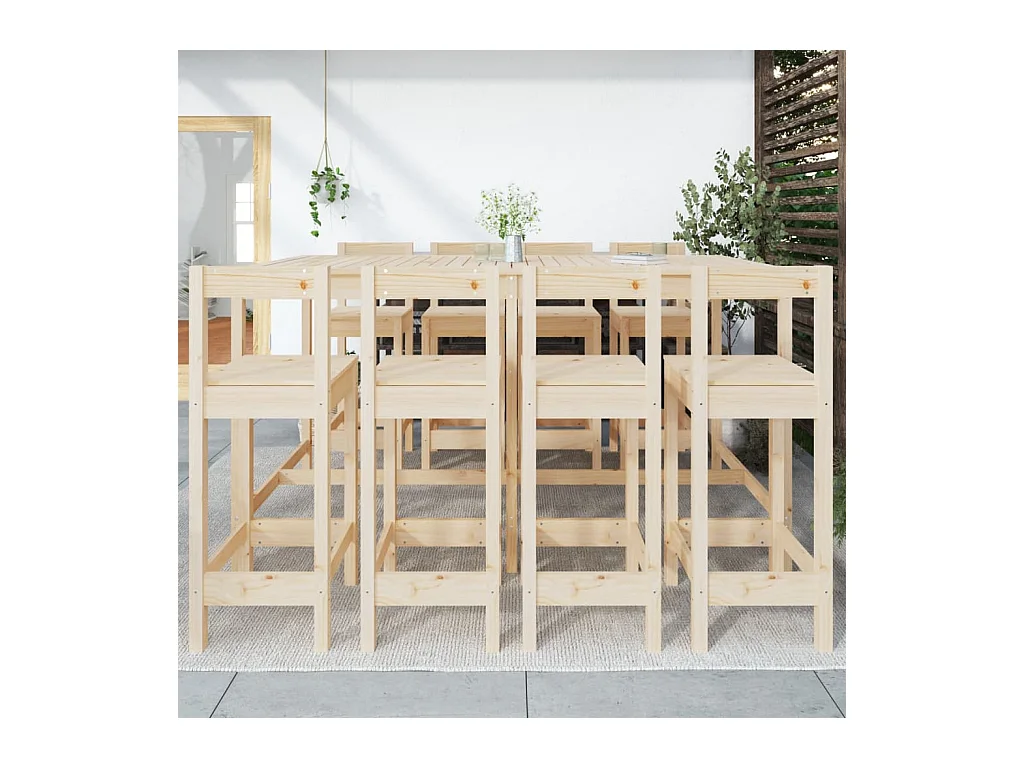 Ensemble de bar de jardin 9 pcs Bois de pin massif