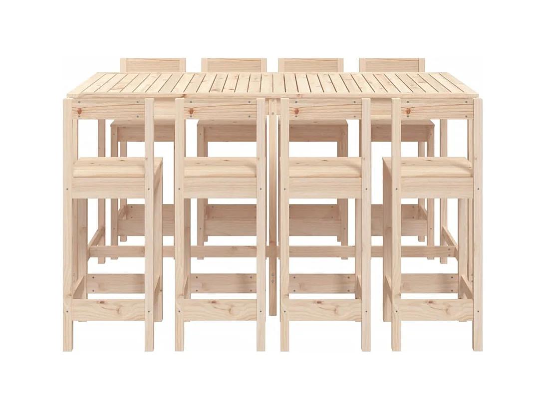 Ensemble de bar de jardin 9 pcs Bois de pin massif