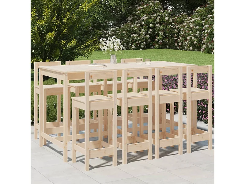 Ensemble de bar de jardin 9 pcs Bois de pin massif
