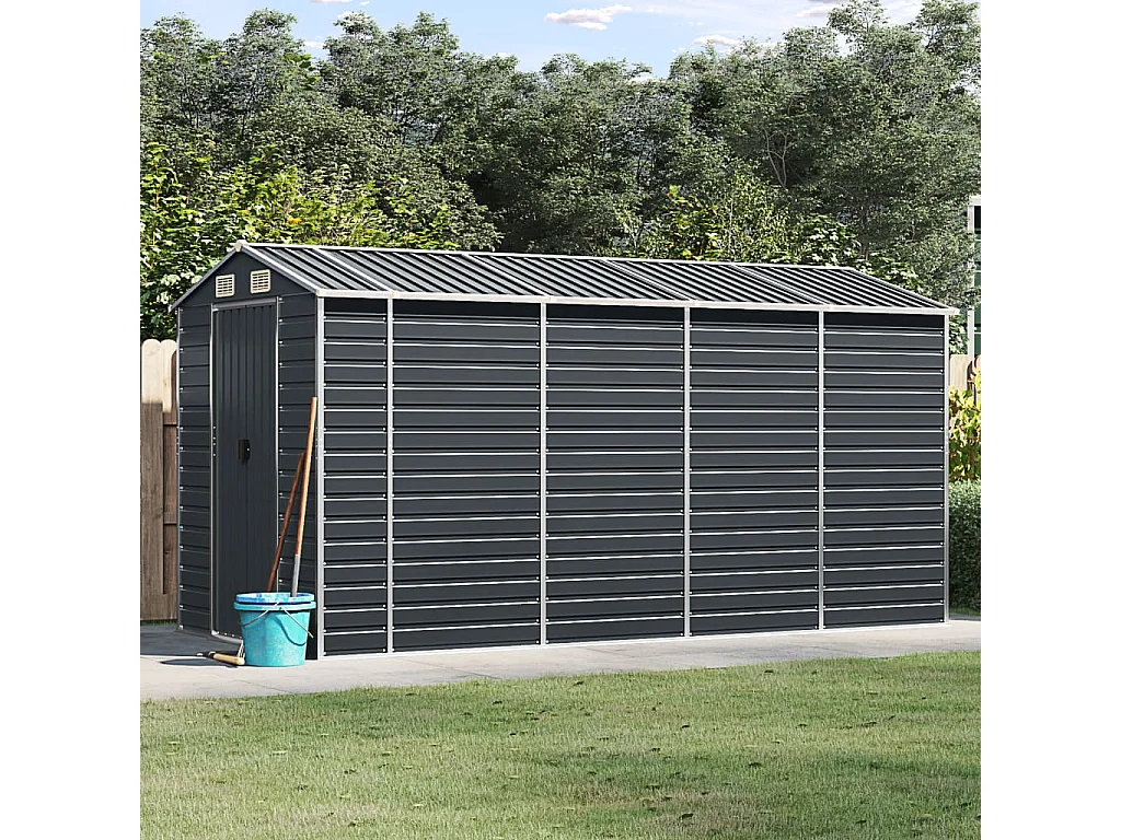 Abri de jardin anthracite 191x385x198 cm acier galvanisé