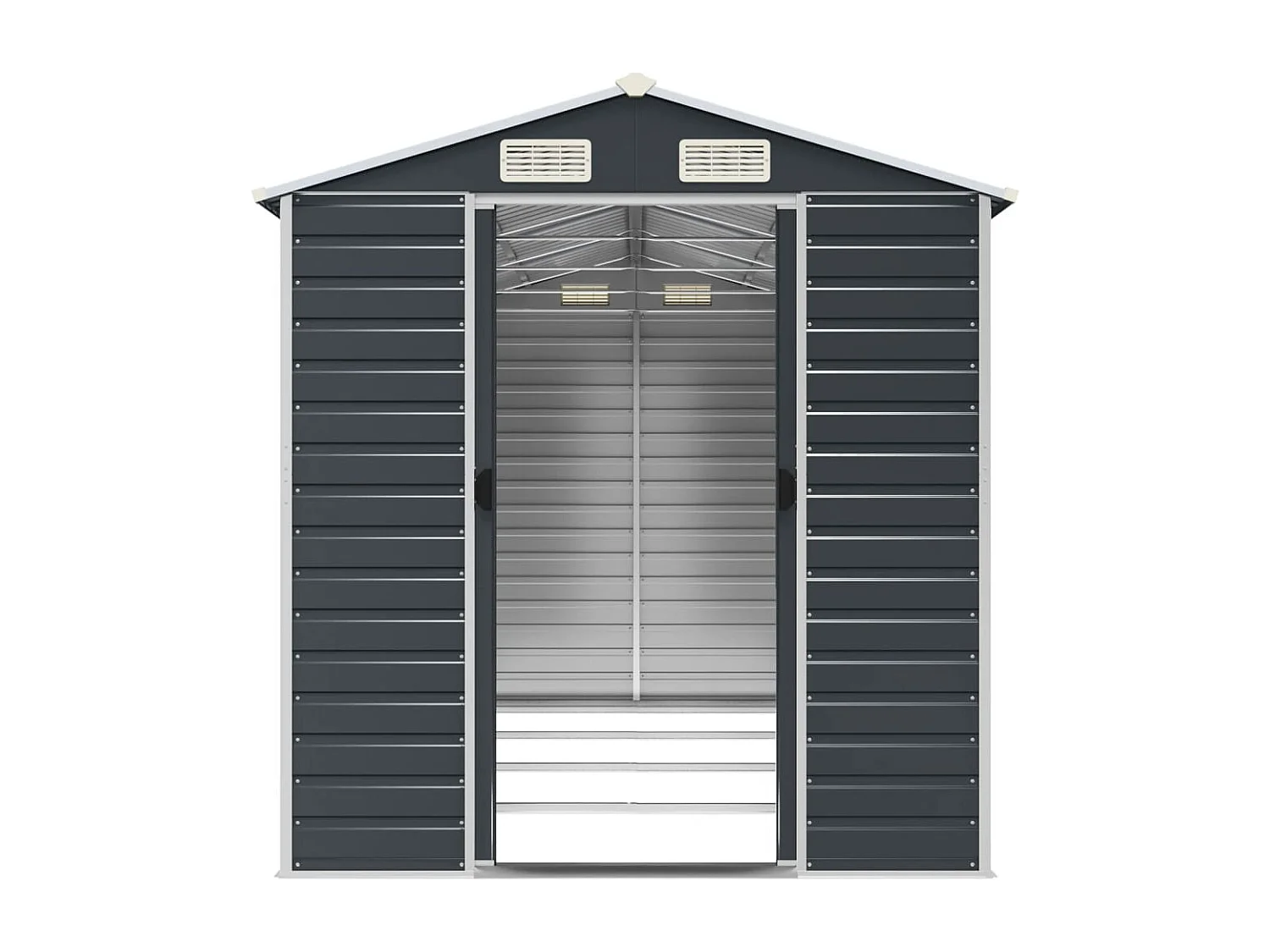 Abri de jardin anthracite 191x385x198 cm acier galvanisé
