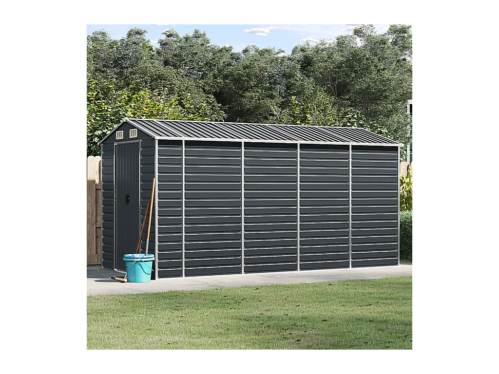 Abri de jardin anthracite 191x385x198 cm acier galvanisé