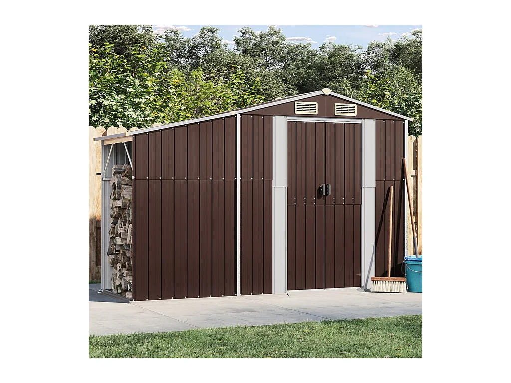 Abri de jardin marron 277x93x179 cm acier galvanisé