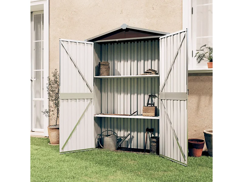 Caseta de jardín Marrón 116x45x175 cm Acero galvanizado