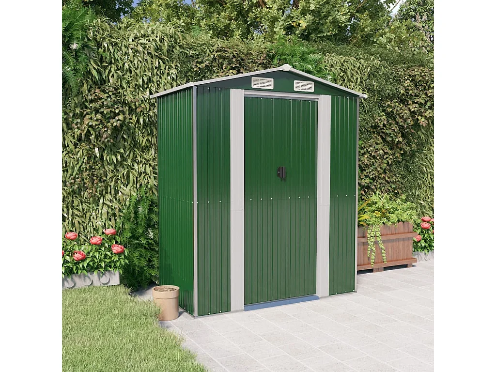 Grünes Gartenhäuschen 192x108x223 cm Verzinkter Stahl
