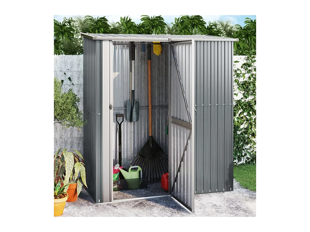 Casetta da giardino Grigio 180,5x97x209,5 cm Acciaio zincato