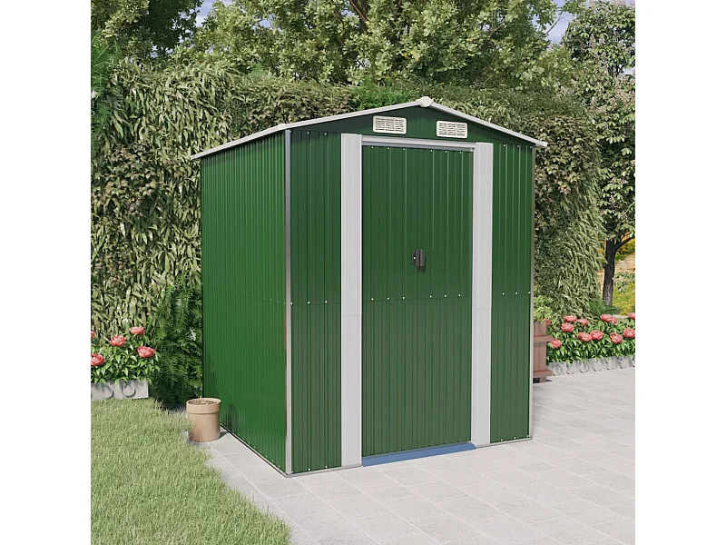 Galpão de jardim verde 192x191x223 cm Aço galvanizado