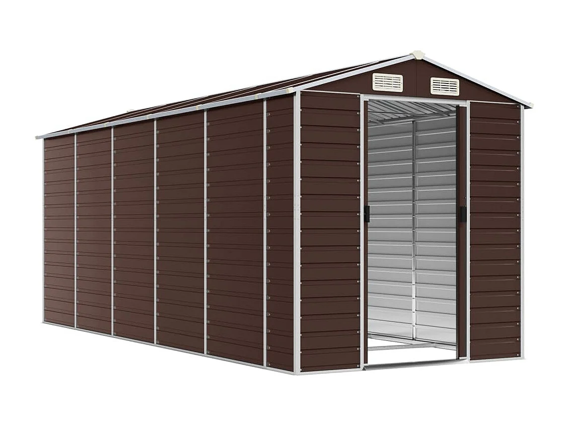 Abri de jardin marron 191x470x198 cm acier galvanisé
