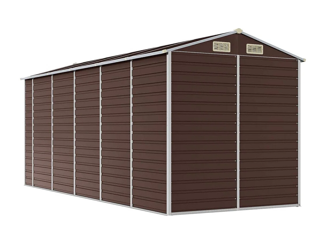 Abri de jardin marron 191x470x198 cm acier galvanisé
