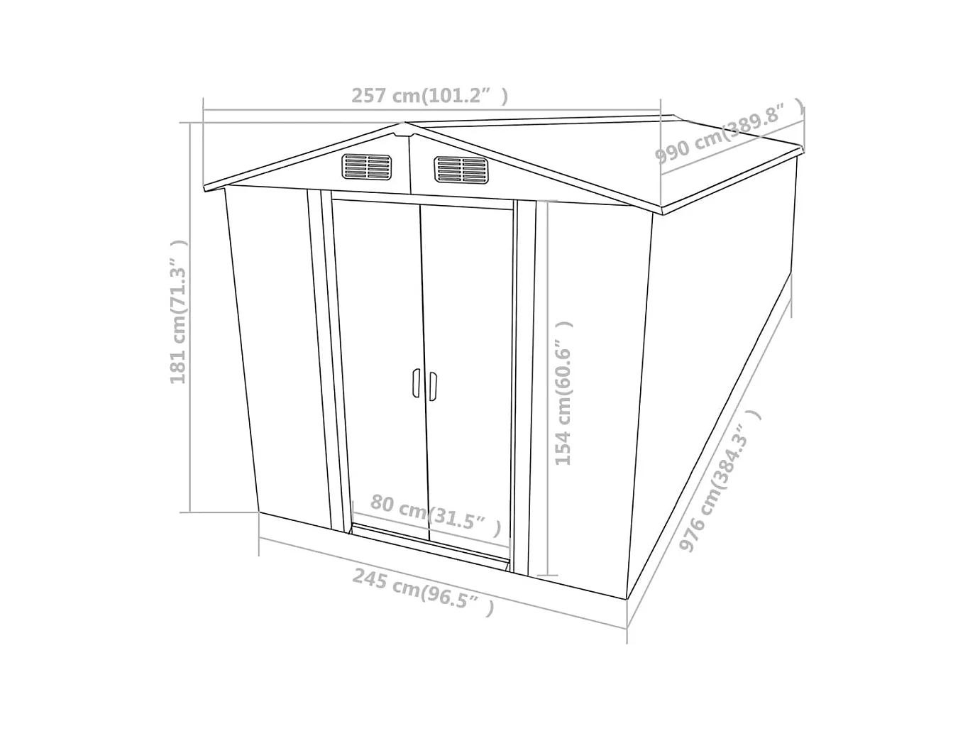Abri de jardin Anthracite 257x990x181 cm Acier galvanisé