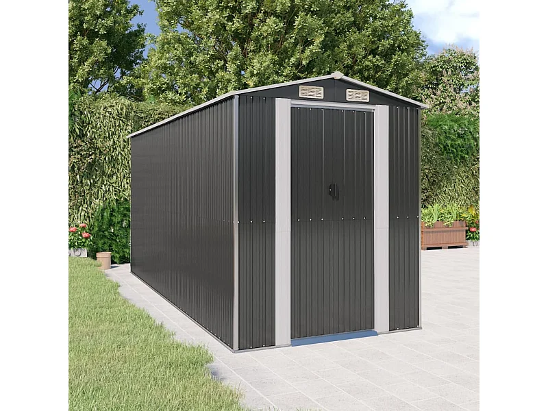 Caseta de jardín Antracita 192x440x223 cm Acero galvanizado