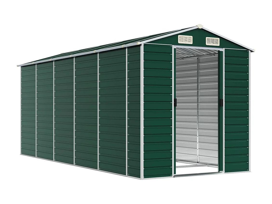 Abri de jardin vert 191x470x198 cm acier galvanisé