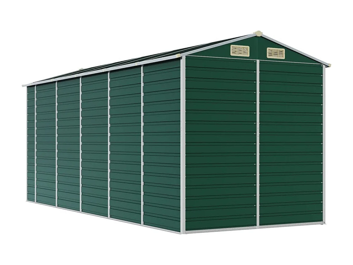 Abri de jardin vert 191x470x198 cm acier galvanisé