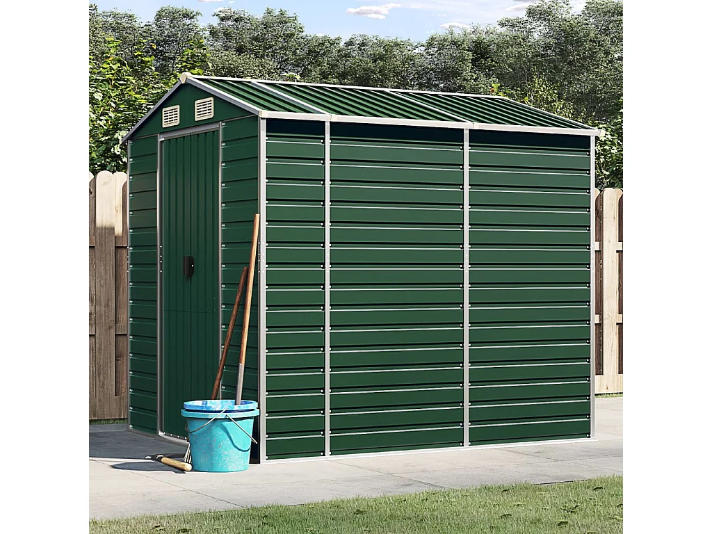 Caseta de jardín verde 191x215x198 cm acero galvanizado