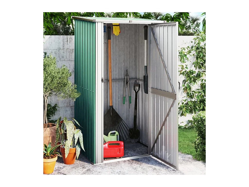 Caseta de jardín verde 118,5x97x209,5 cm Acero galvanizado