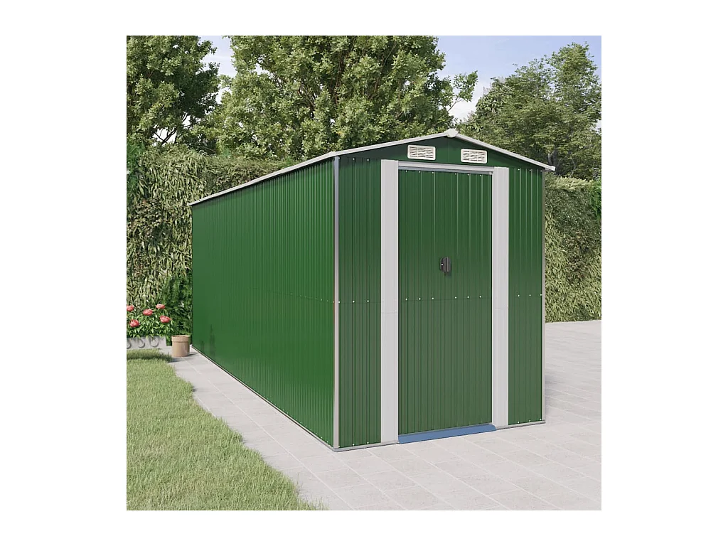 Abri de jardin Vert 192x523x223 cm Acier galvanisé