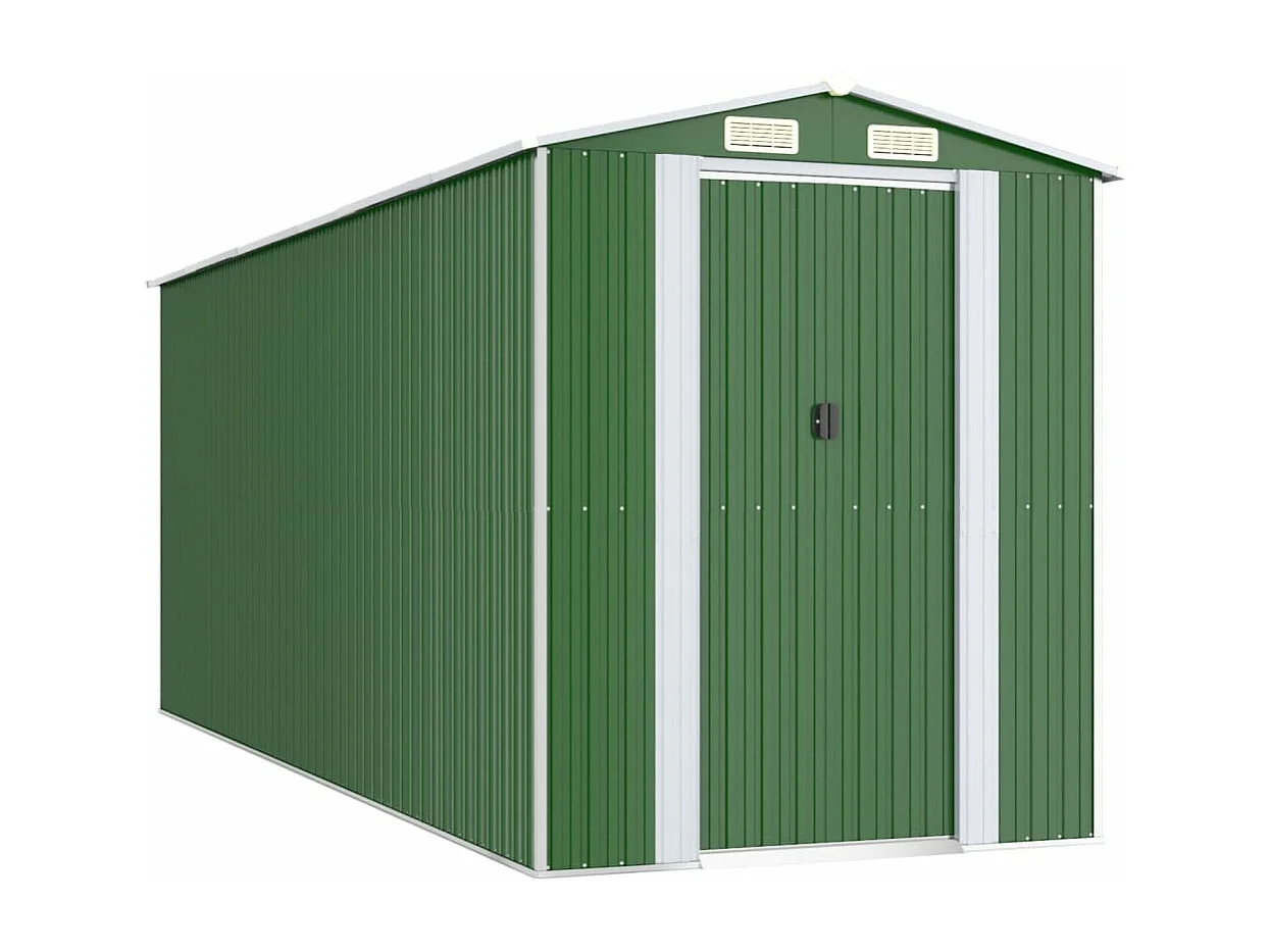 Galpão de jardim verde 192x523x223 cm Aço galvanizado