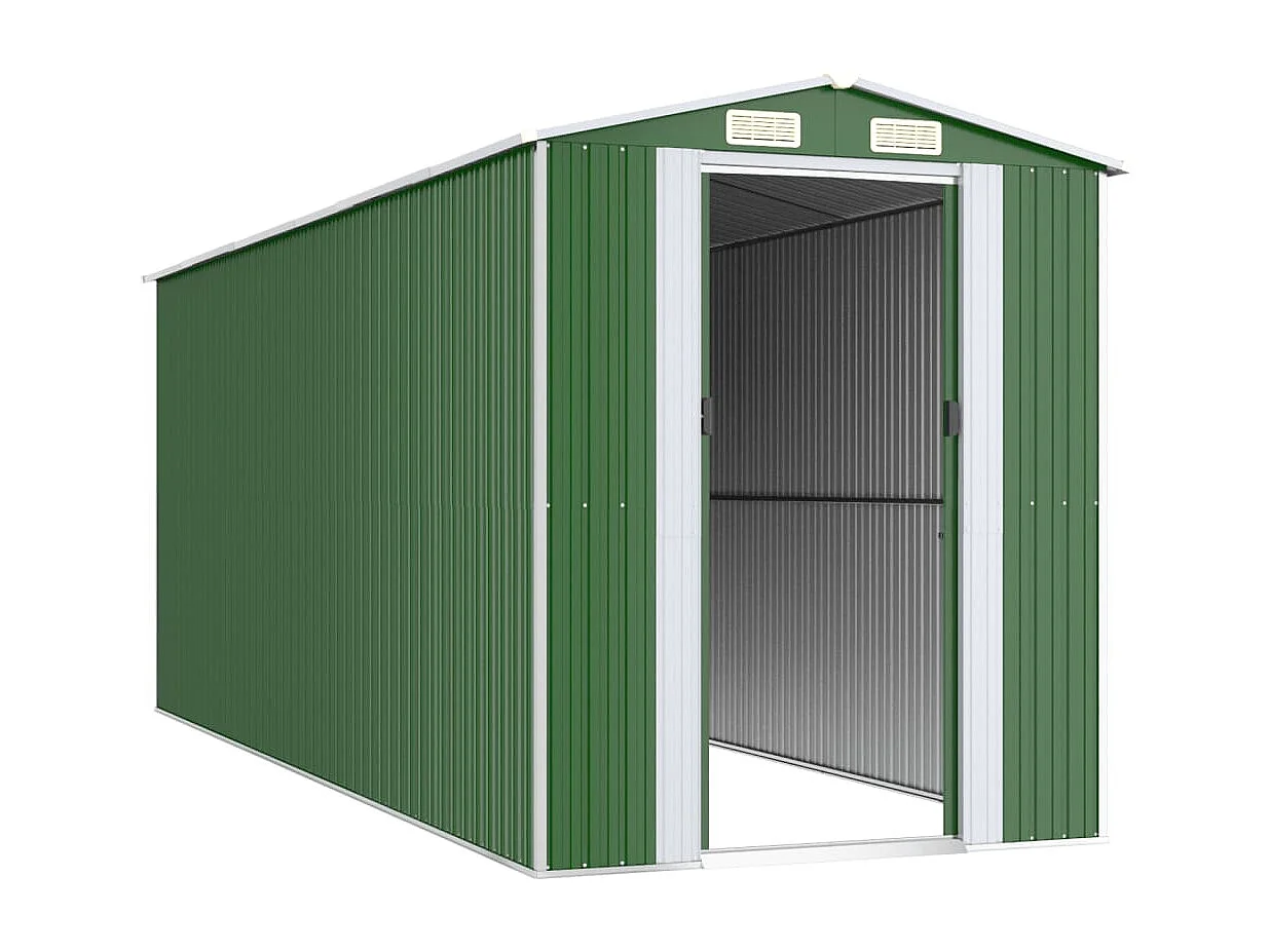 Galpão de jardim verde 192x523x223 cm Aço galvanizado