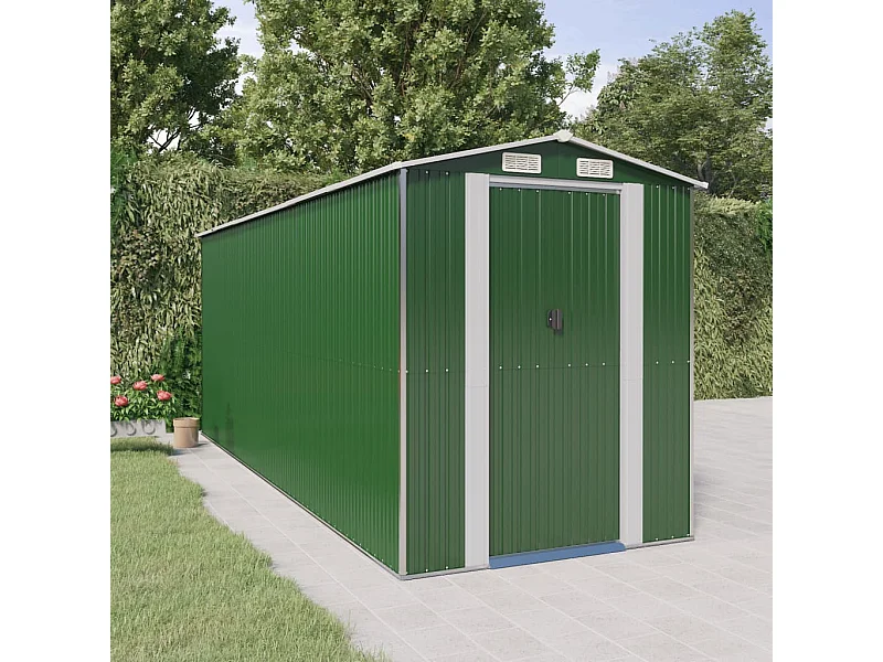 Galpão de jardim verde 192x523x223 cm Aço galvanizado