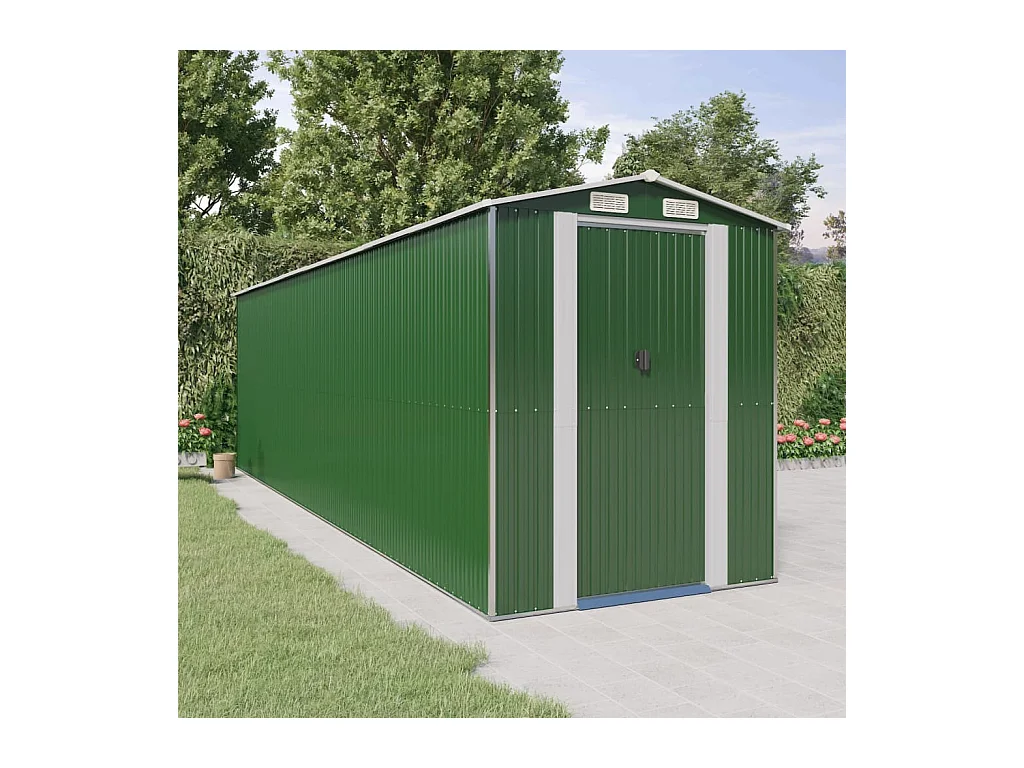 Galpão de jardim verde 192x689x223 cm Aço galvanizado
