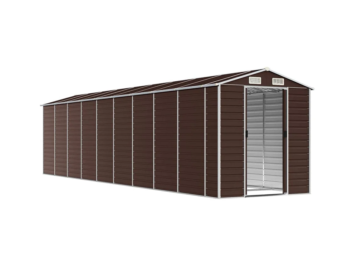Casetta da giardino marrone 191x810x198 cm in acciaio zincato
