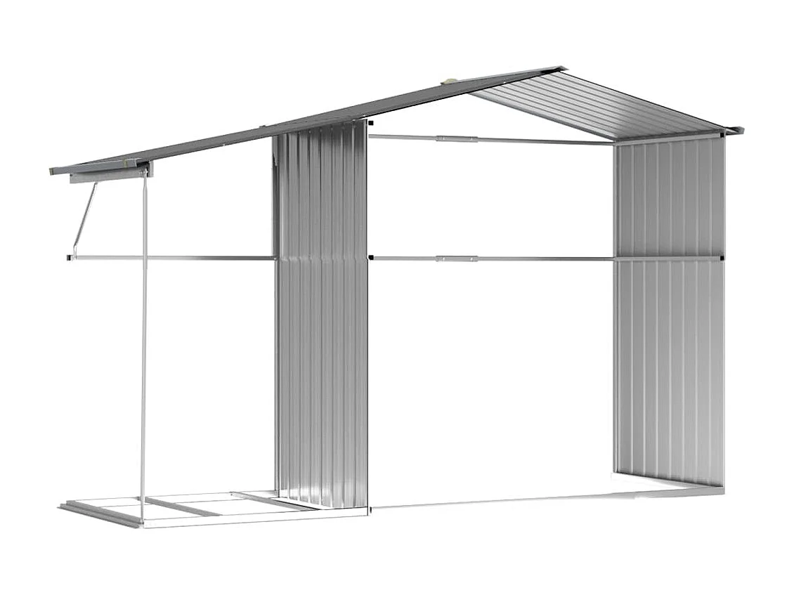 Casetta da giardino grigia 277x192,5x179 cm in acciaio zincato