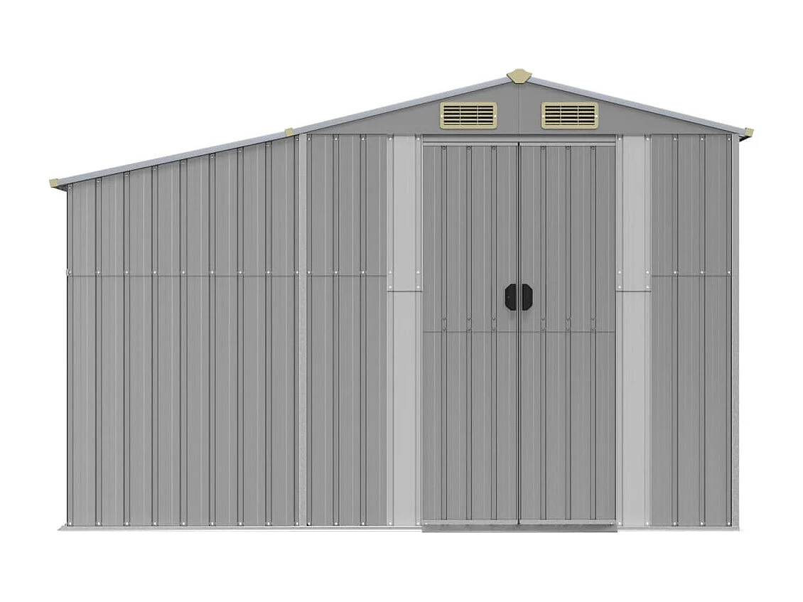 Abri de jardin gris 277x192,5x179 cm acier galvanisé