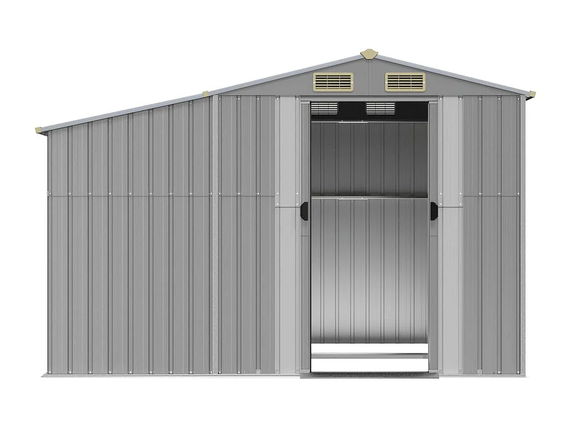 Abri de jardin gris 277x192,5x179 cm acier galvanisé