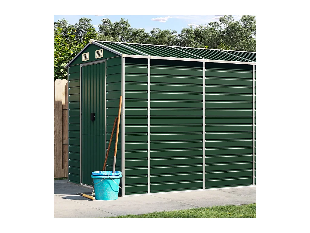 Abri de jardin vert 191x810x198 cm acier galvanisé