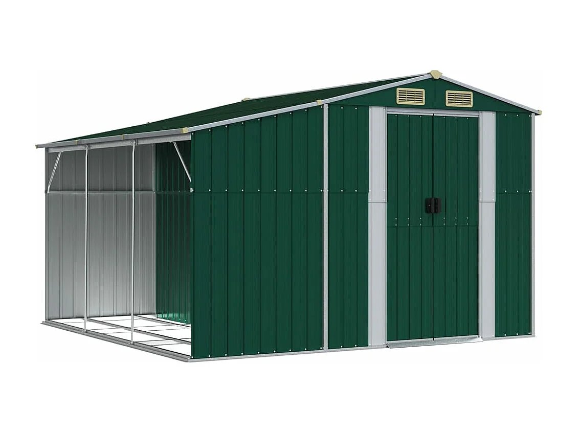 Abri de jardin vert 277x279x179 cm acier galvanisé