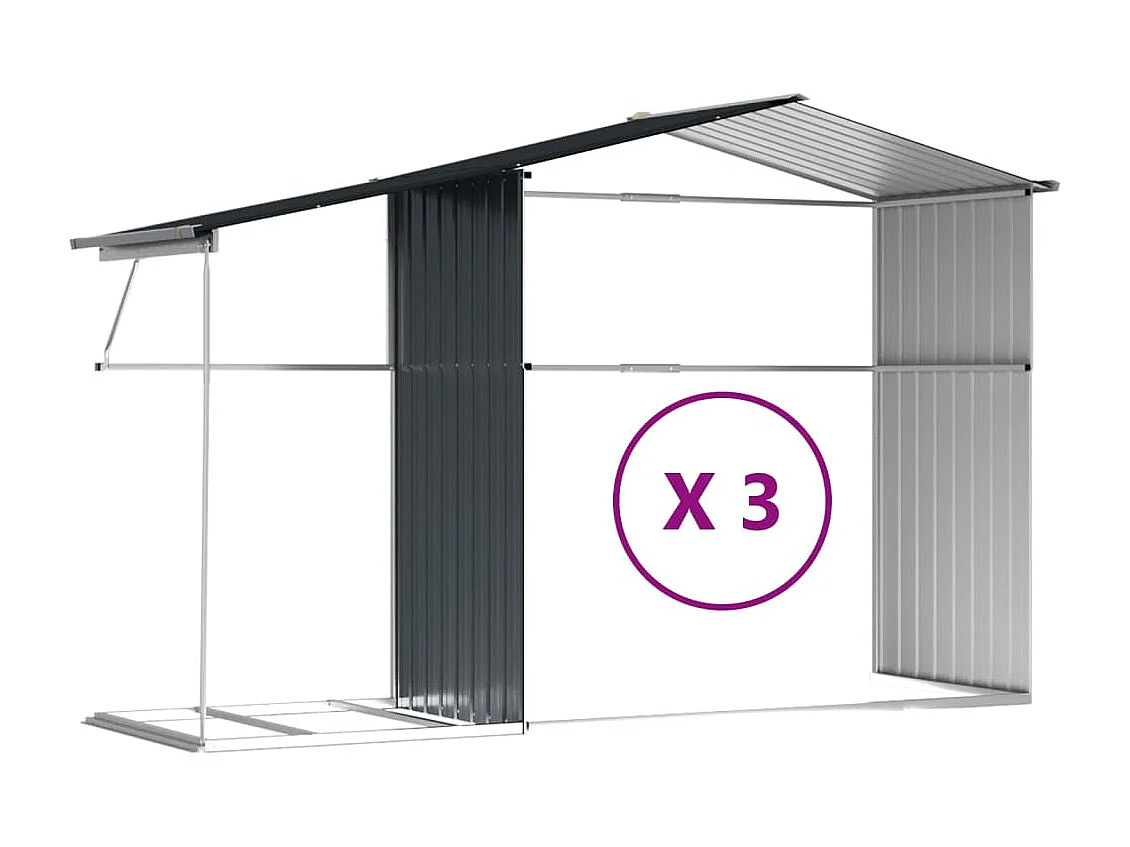 Abri de jardin anthracite 277x365,5x179 cm acier galvanisé
