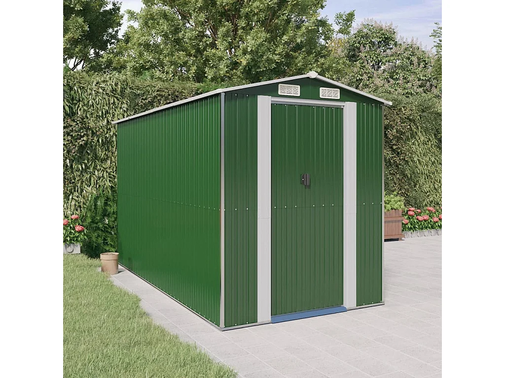 Casetta da giardino verde 192x357x223 cm Acciaio zincato