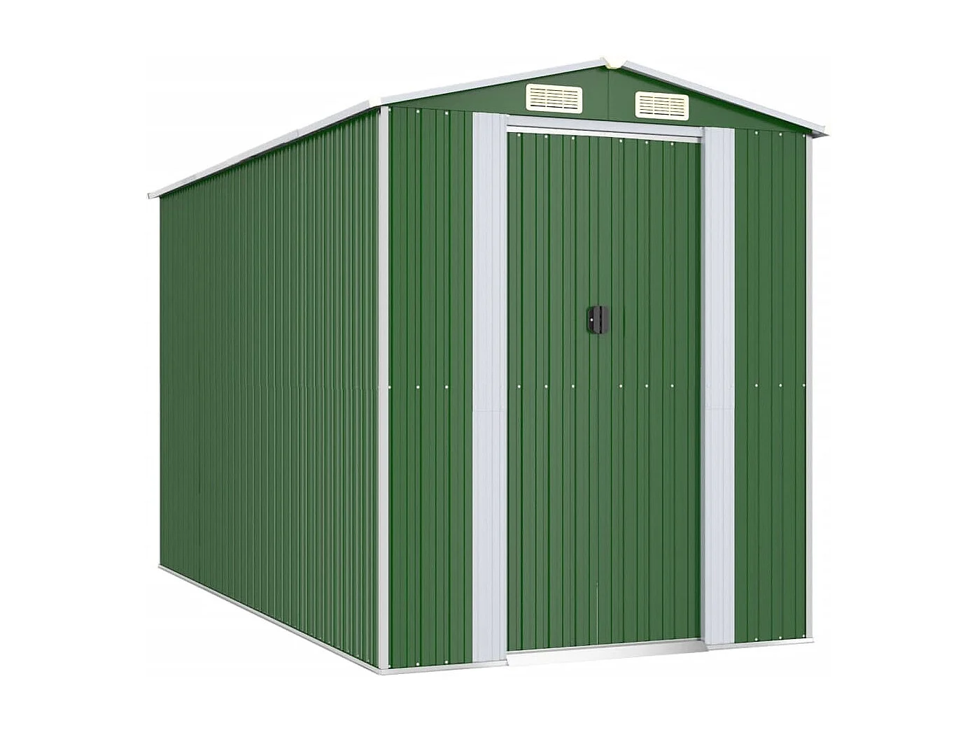 Casetta da giardino verde 192x357x223 cm Acciaio zincato