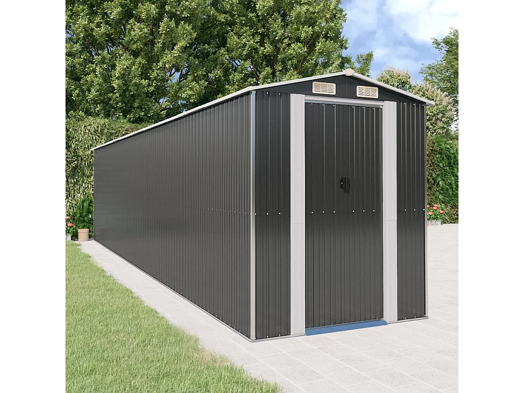 Gartenhäuschen Anthrazit 192x855x223 cm Verzinkter Stahl