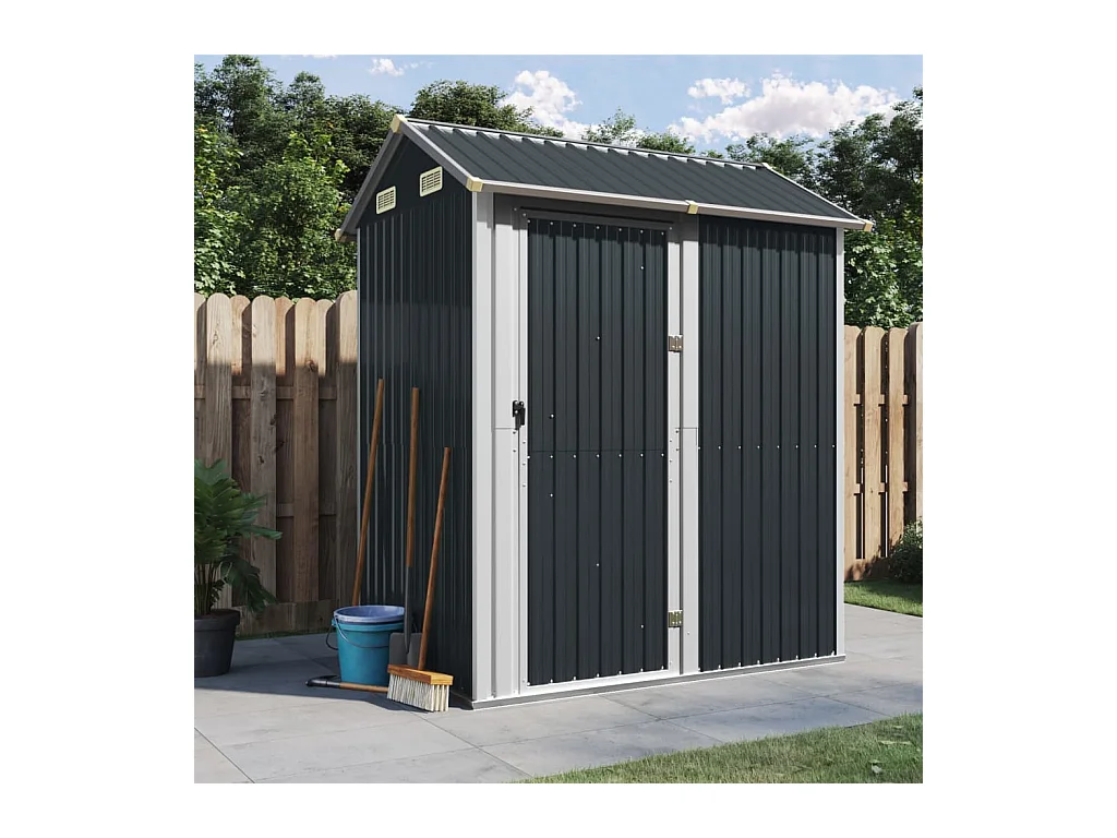 Tuinhuis antraciet 192x152,5x237 cm gegalvaniseerd staal