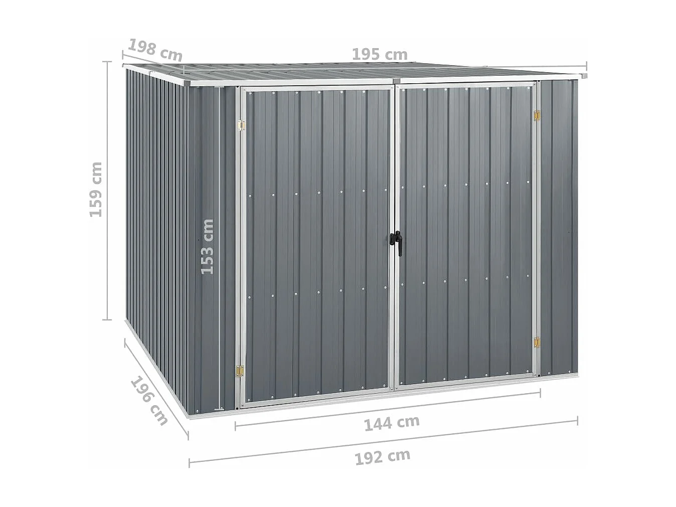 Casetta da giardino Grigio 195x198x159 cm Acciaio zincato