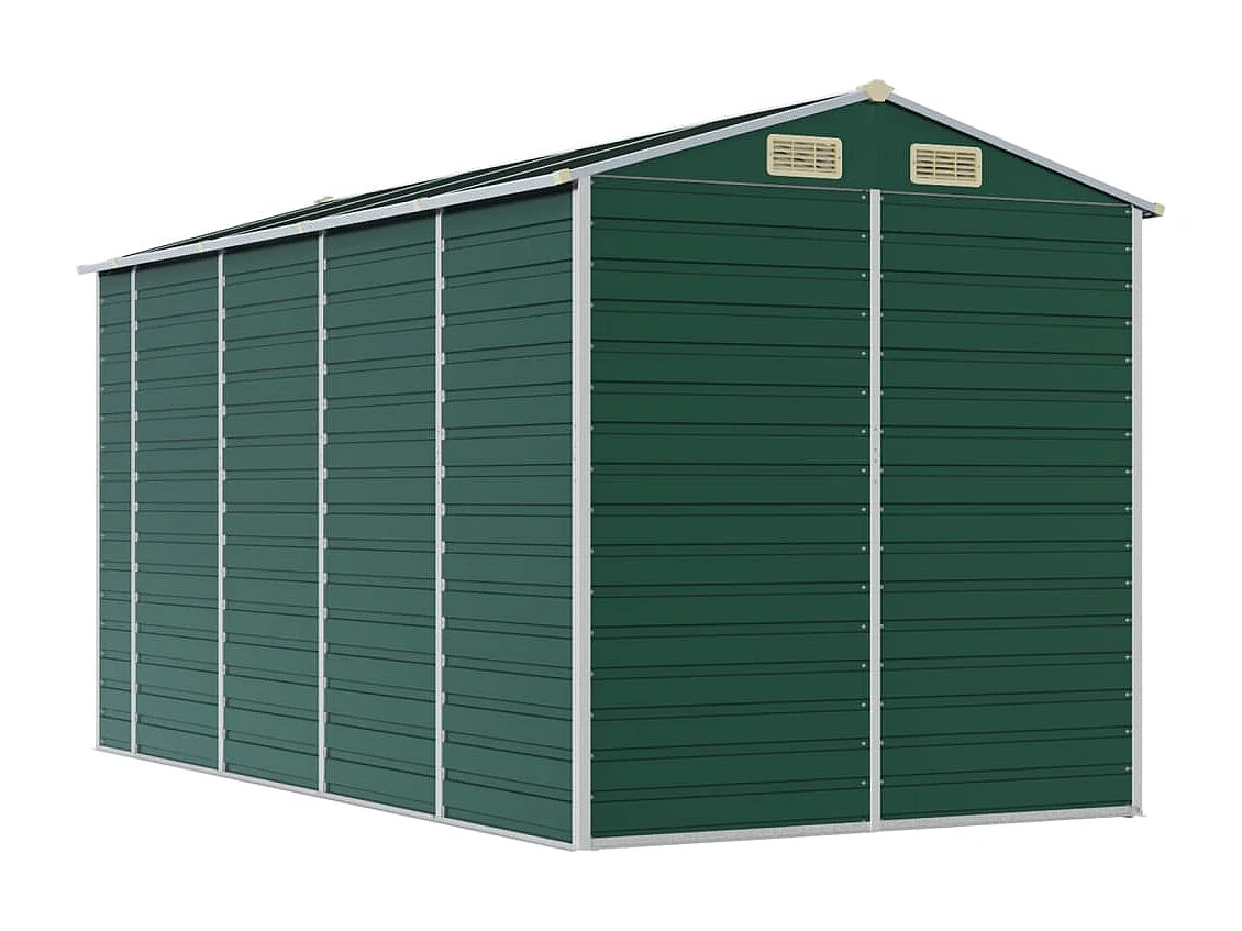 Casetta da giardino verde 191x385x198 cm in acciaio zincato