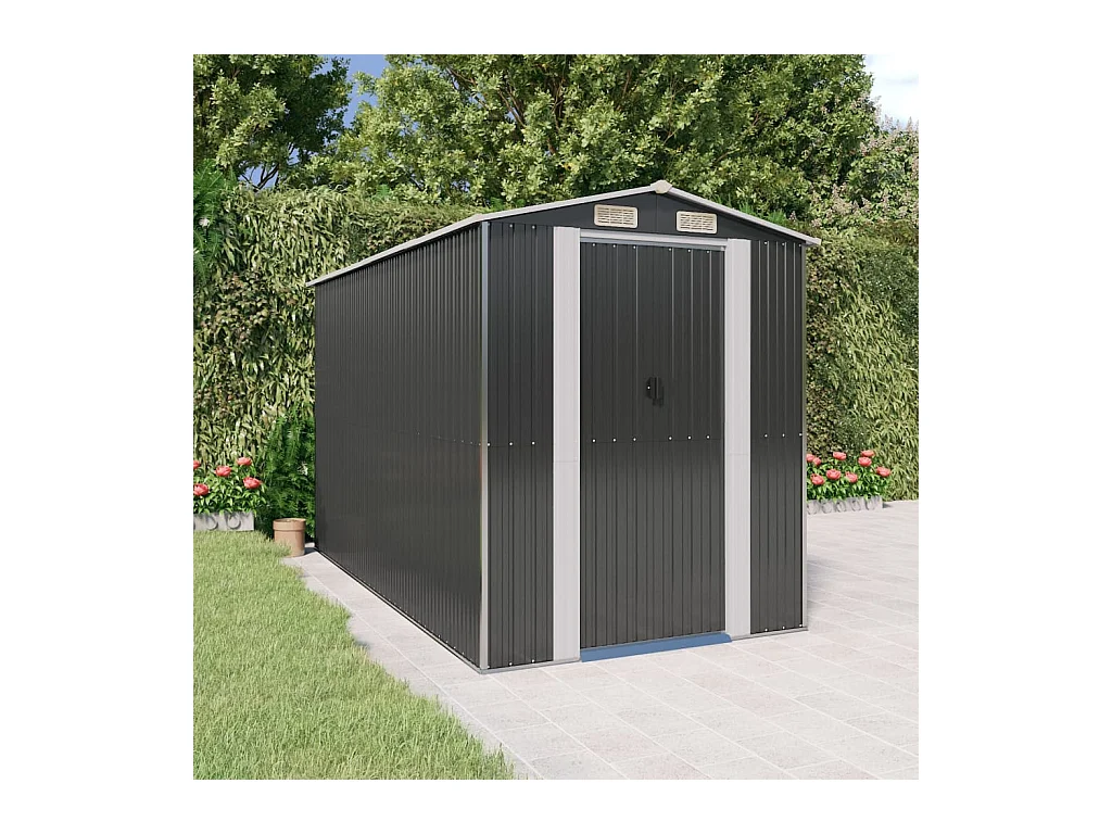 Casetta da giardino Antracite 192x357x223 cm Acciaio zincato