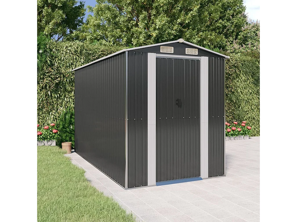Casetta da giardino Antracite 192x357x223 cm Acciaio zincato