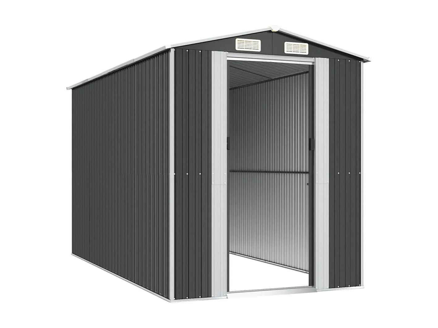 Casetta da giardino Antracite 192x357x223 cm Acciaio zincato