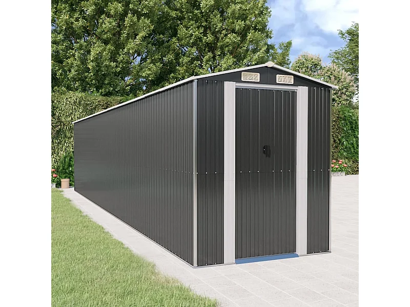 Casetta da giardino Antracite 192x938x223 cm Acciaio zincato