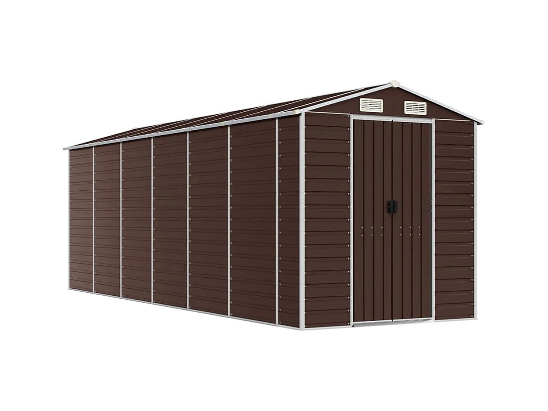 Abri de jardin marron 191x555x198 cm acier galvanisé