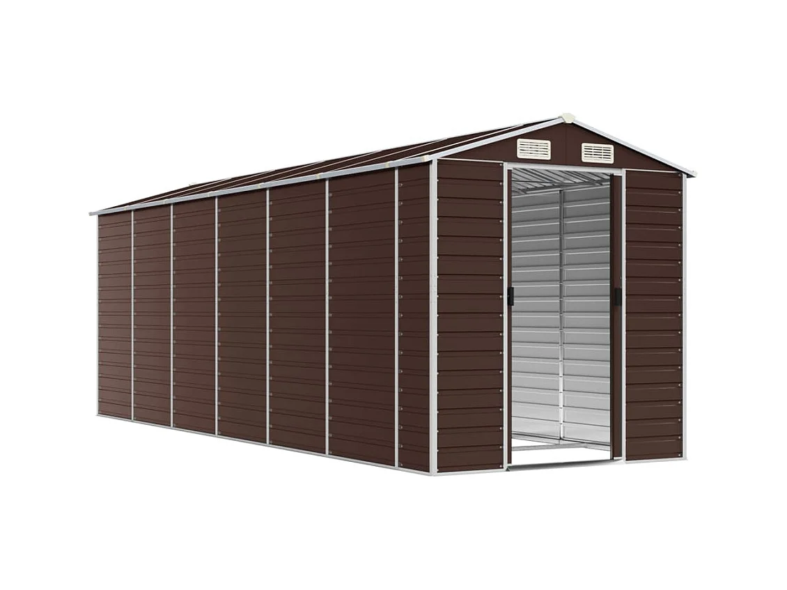 Abri de jardin marron 191x555x198 cm acier galvanisé