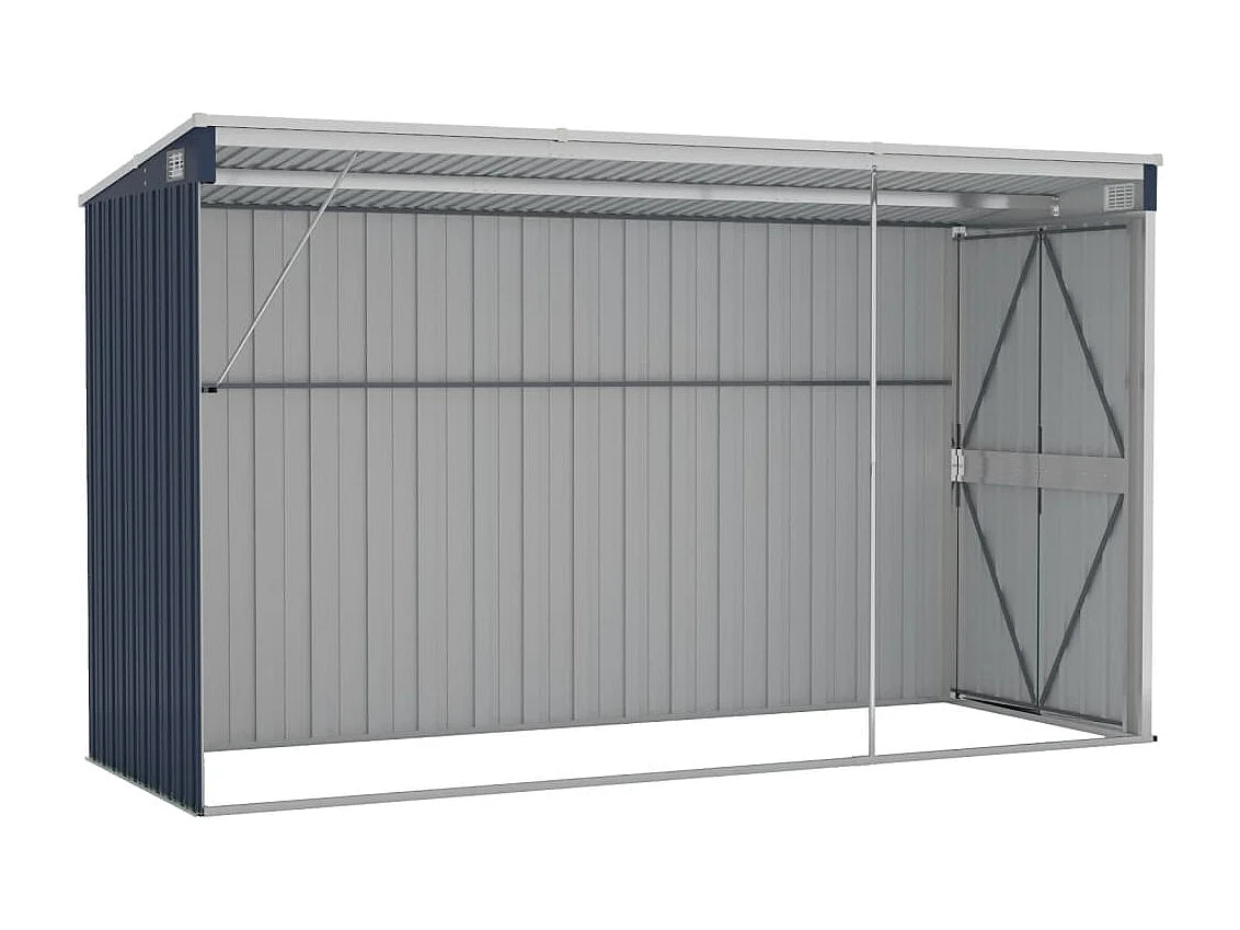 Casetta da giardino a parete Antracite 118x288x178 cm Acciaio