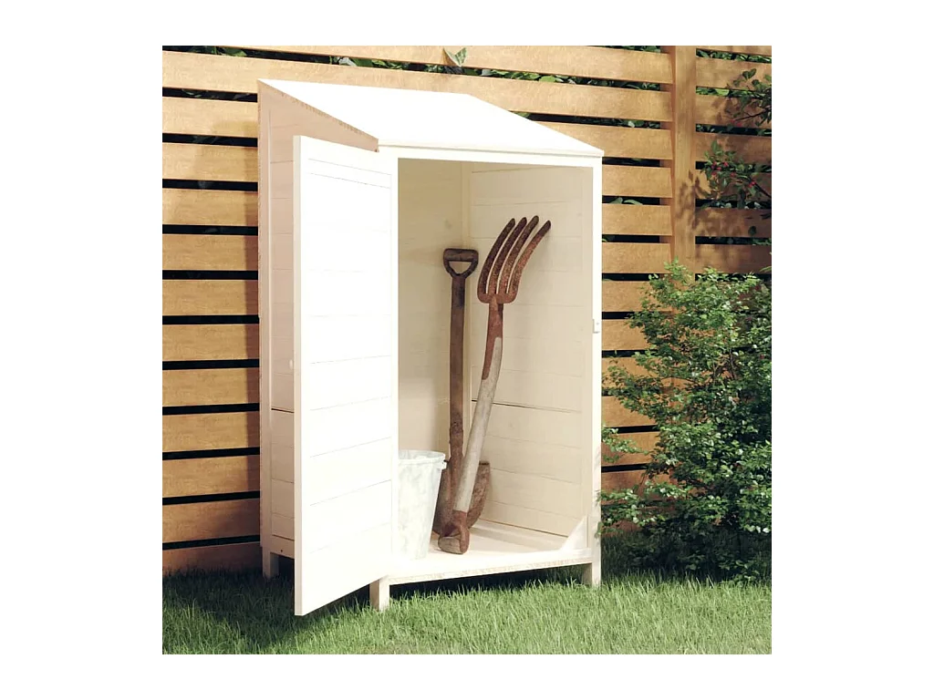 Remise de jardin Blanc 55x52x112 cm Bois de sapin solide