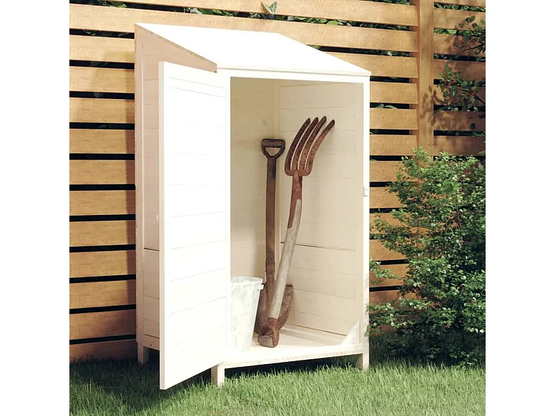 Casetta da giardino Bianca 55x52x112 cm Legno massello di abete
