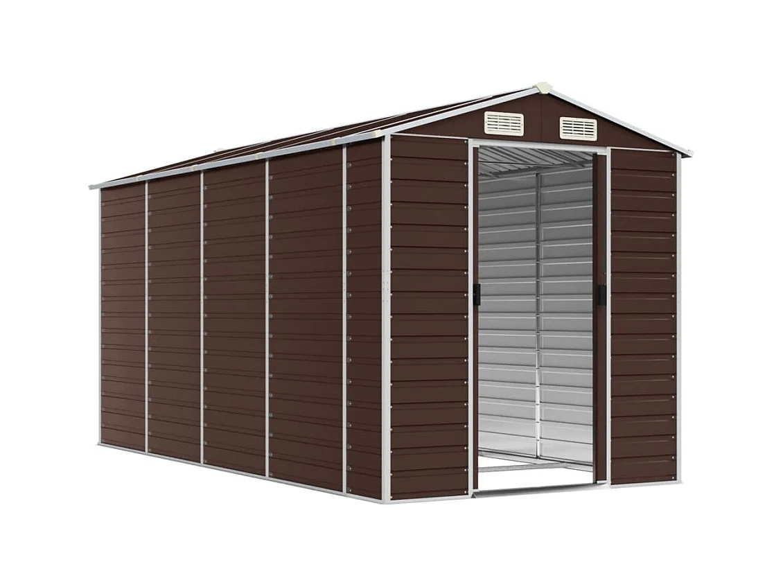 Abri de jardin marron 191x385x198 cm acier galvanisé
